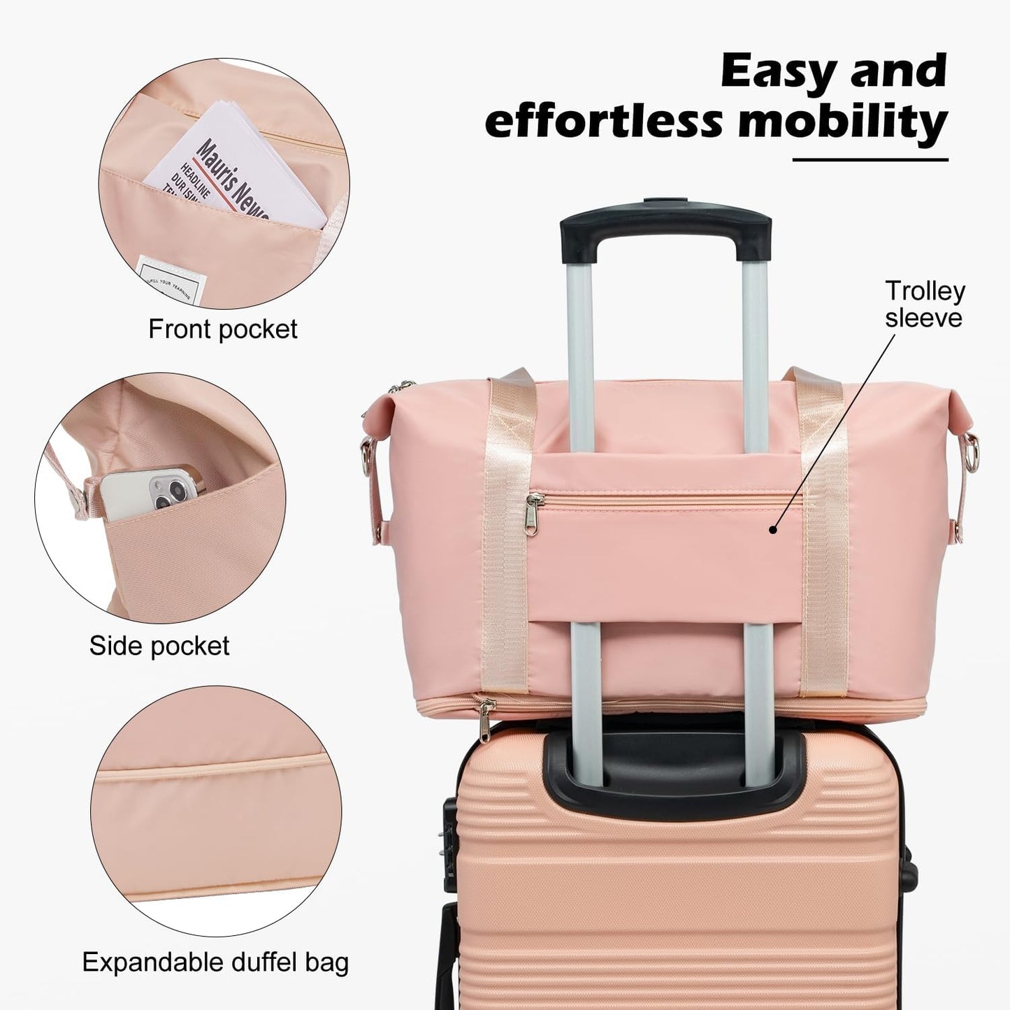 LONG VACATION 6 Piece ABS+PC Hardshell Luggage Set with Spinner Wheels, Lightweight suitcase set with TSA Lock & YKK Zipper