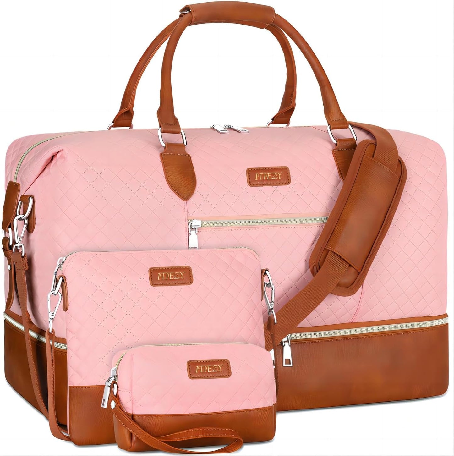 Weekender Bag for Women, Travel Duffel Bag Carry On Overnight Bag with Shoe Compartment Large Nylon Travel Weekend Tote Bag