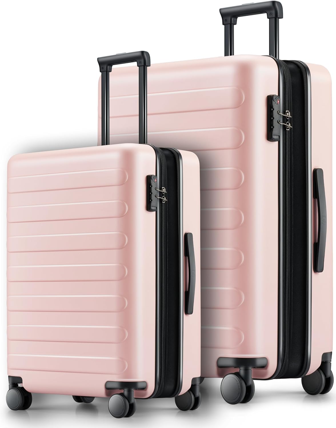 Carry on Luggage 22 X 14 X 9 Airline Approved, 20 Inch Luggage for 3-5 Days Travel, Double Spinner Wheels, 100% Hardshell PC, TSA Lock (00-Pink (Expandable), Set 2PCS (20-Inch/28-Inch))