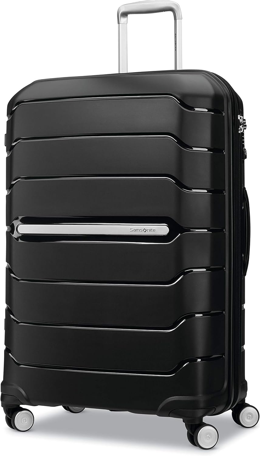 Samsonite Freeform Large Checked Luggage with Dual 360° Spinner Wheels - TSA Lock, Airline-Approved - Lightweight Durable Polypropylene Expandable Hardshell - Black