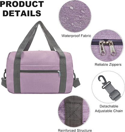 15 Inch Small Carry On Bags for Airplanes Spirit Airlines Personal Item Bag Underseat Foldable Travel Duffle Gym Bags for Women Men(20L,Purple)