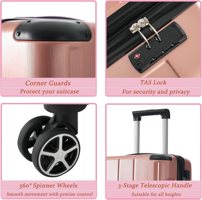 Merax 24 Inch Expandable Checked Luggage, Hardshell ABS Medium Suitcase with Spinner Wheels, TSA Lock, Lightweight Travel Suitcase for Long Trips and Vacations