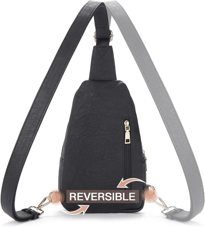 Telena Small Sling Bag for Women Leather Crossbody Fanny Packs Chest Bag for Women