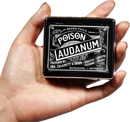 Silver Vintage Pill Box 7 Day Metal Pill Box with Mirror and 8 Compartments Cute Travel Pill Organizer for Purse (Vintage Halloween Label)