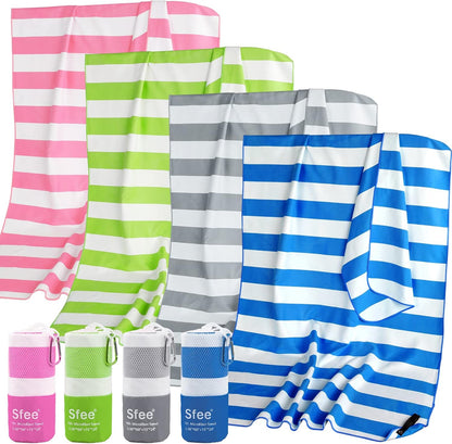 Sfee 4 Pack(8Pcs) Microfiber Travel Towel, Beach Towel Quick Dry Towel Camping Towel Super Absorbent Compact Lightweight Sports Gym Towels for Beach, Gym, Hiking, Pool, Backpacking, Bath, Yoga