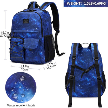 Lohol Galaxy Backpack for Kids Teen Boys Girls, Daypack with 1Anti Theft Pocket for Travel School (Galaxy E)