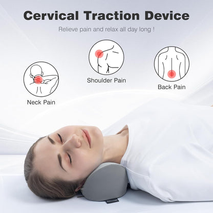 Neck Cervical Pillow Cervical Traction Device Lumbar Support Memory Foam Roll Pillow Muscle Relief Shoulder Pain Relaxer Grey