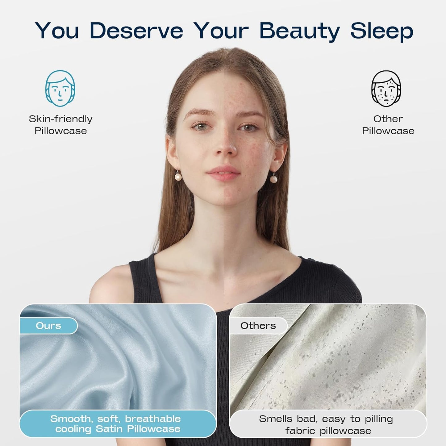 Cervical Neck Pillow for Sleeping - Memory Foam Pillows, Orthopedic Pillow for Neck and Shoulder Pain, Adjustable Cooling Contour Pillow (Misty Blue, Queen)