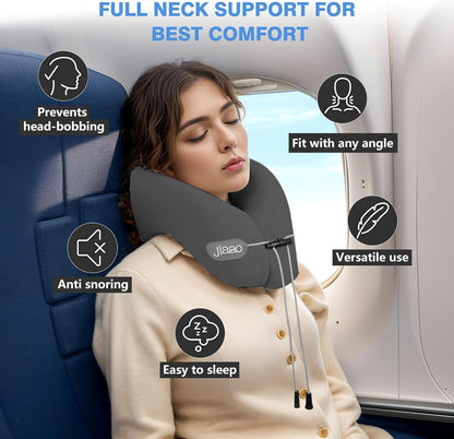 Travel Pillow, Neck Pillow Airplane, Plane Pillow Memory Foam Travel Neck Pillow with 360° Head and Neck Support, Portable Travel Essential Suitable for Airplane, Car, Train, or Bus Trip