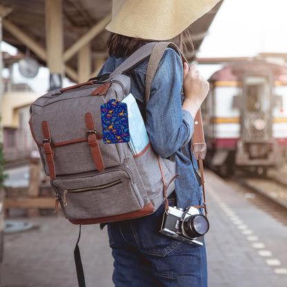 Funny Dinosaurs and Trees 2 Pack Luggage Tag for Suitcase, Leather Bag Tags Identifiers Privacy Cover ID Label with Steel Loop for Women Men Kids Girls Travel