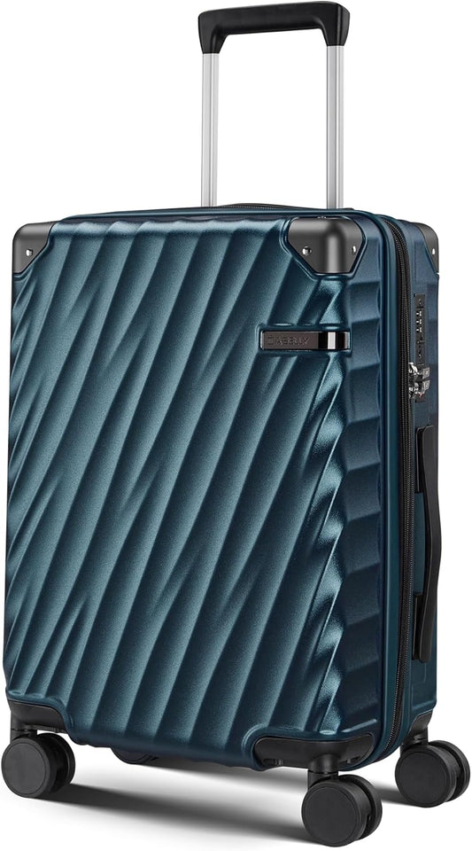 Luggage sets with Spinner Wheels, PC Hard Shell Travel Luggage, Carry On suitcase with TSA Lock,YKK Zippers,Charcoal Metallic (Navy, Carry-on 20-Inch)