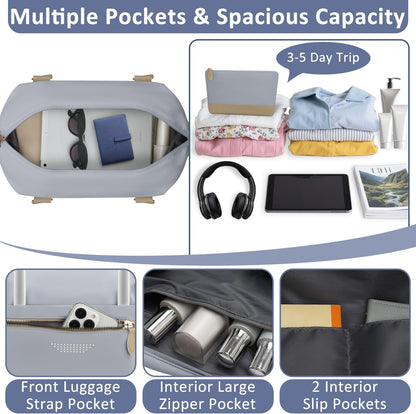 Travel Duffle Bag for Women, Weekender Bags,Hospital Bag for Labor Delivery,Lightweight Tote Duffel Overnight Bag with Luggage Sleeve,Airplane Travel Bags with Toiletry Bag,Large,Light Blue