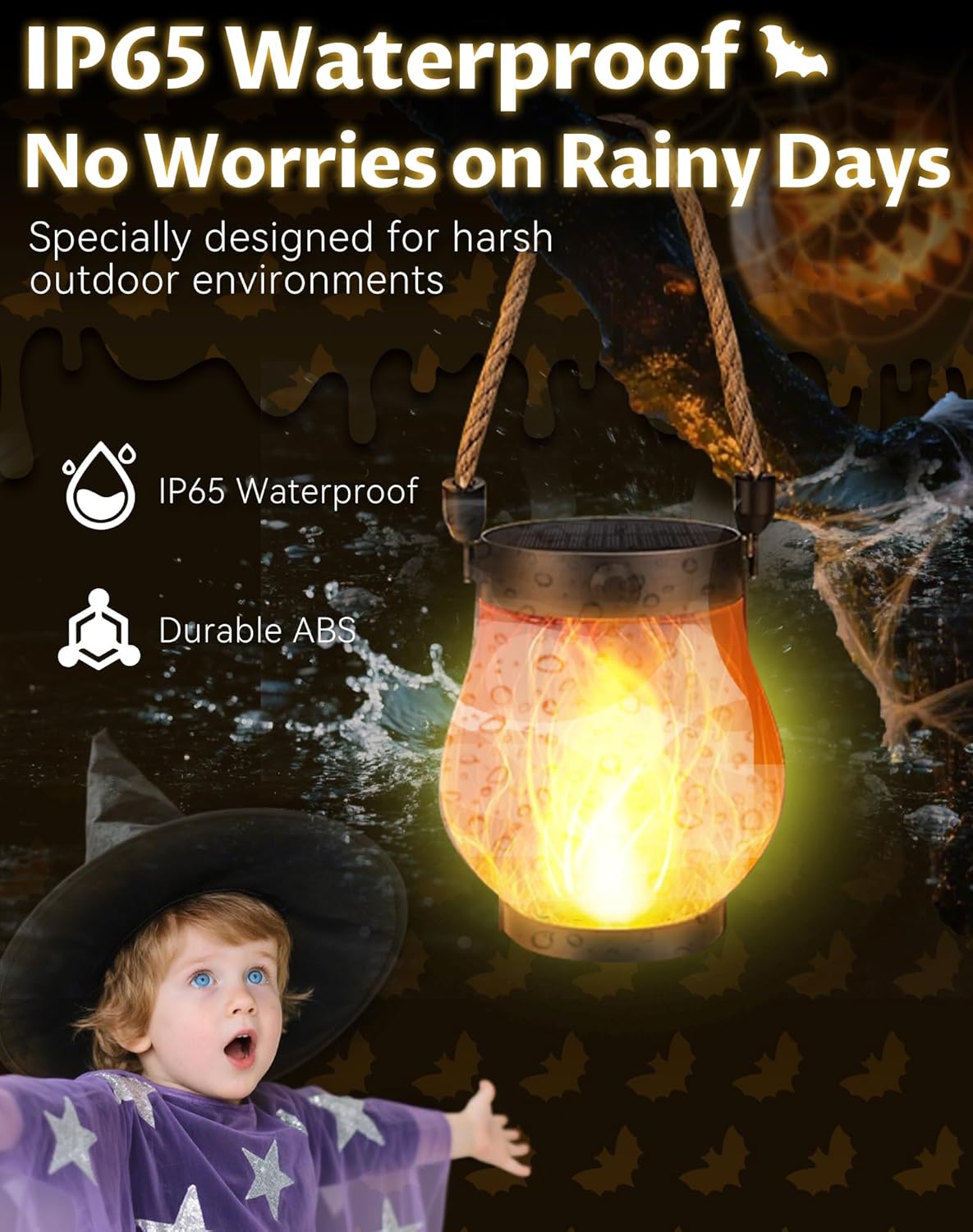 Kaliqo Solar Lantern Outdoor Lights - Official, Waterproof Kaligo Solar Flame Lights Hangable with Dancing Flame, Hemp Rope Hanging Flame Lanterns,Dual Charging Modes, Smokeless (5pcs)