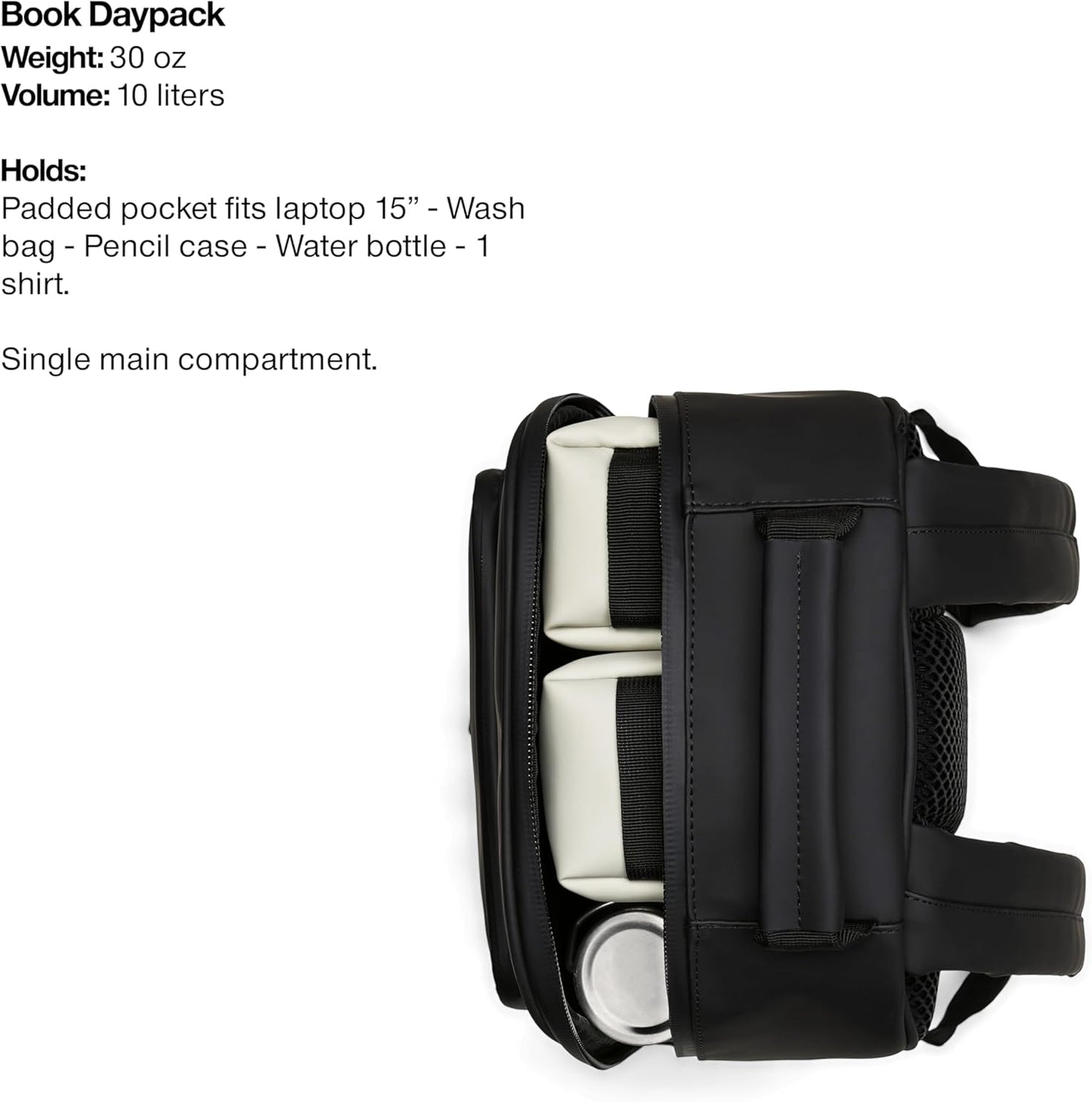 RAINS Regular Book Daypack, Backpack, Laptop Bag, Waterproof, 2 Year Warranty, Black