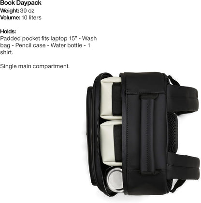 RAINS Regular Book Daypack, Backpack, Laptop Bag, Waterproof, 2 Year Warranty, Black