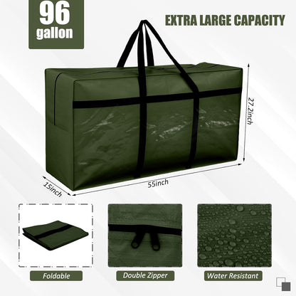 4 Pcs Large Moving Bags with Zipper and Handles Foldable Storage Duffle Bags Heavy Duty Extra Large Totes for College Dorm Travel Clothes Blankets Bedding Moving(96 Gallon,Green)
