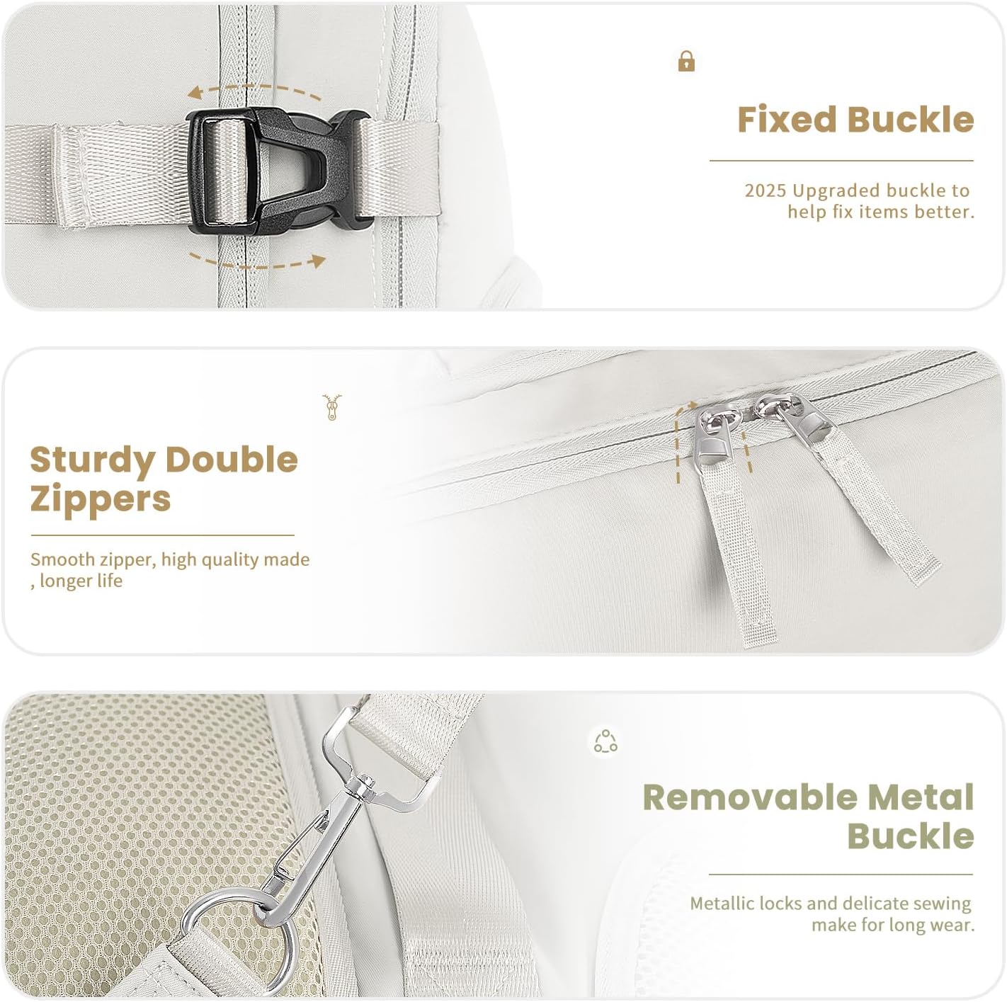 Travel Backpack, Carry on Flight Approved Backpack with Multi-Pockets, TSA Waterproof 17.3inch Laptop Backpack, Personal Item Travel Bag for Men Women, Beige