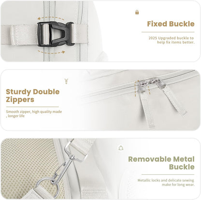 Travel Backpack, Carry on Flight Approved Backpack with Multi-Pockets, TSA Waterproof 17.3inch Laptop Backpack, Personal Item Travel Bag for Men Women, Beige