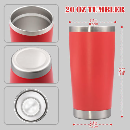 20 oz Tumbler with lid Double Wall Vacuum Insulated Tumblers Stainless Steel Coffee Mug Travel Coffee Tumbler Powder Coated Tumbler Cup Keep Hot&Cold- (Red 1 Pack)