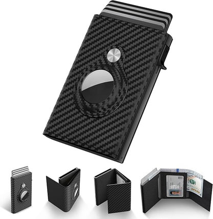 Mens Smart Wallet Card Holder for AirTag: Leather, Compatible by typecase