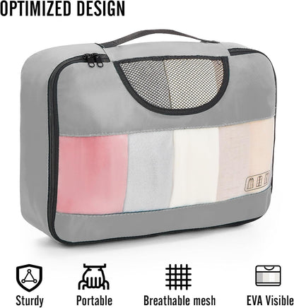 Veken 8 Set Packing Cubes for Travel Essentials, Suitcase Organizer Bags in 4 Sizes, Carry-On Luggage Accessories with Large Laundry & Hanging Toiletry Bag, Must-Have for Airplane, Road Trip & Camping