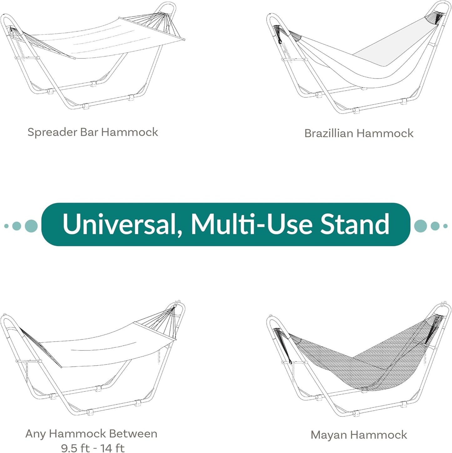 Sunnydaze Universal Double Hammock Stand Only - 550-Pound Capacity - Heavy-Duty Hammock Stand for Outside - Fits 9 to 14 Foot Hammocks - Bronze