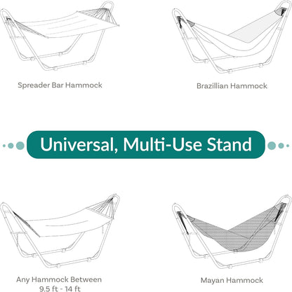 Sunnydaze Universal Double Hammock Stand Only - 550-Pound Capacity - Heavy-Duty Hammock Stand for Outside - Fits 9 to 14 Foot Hammocks - Black