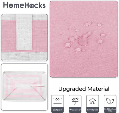 HomeHacks 2 Pack Large Laundry Baskets, Waterproof, Freestanding Laundry Hampers, Collapsible Clothes Hamper with Reinforced Handles in Laundry, College Dorm, Bathroom, Bedroom (Pink, 125Lx2)