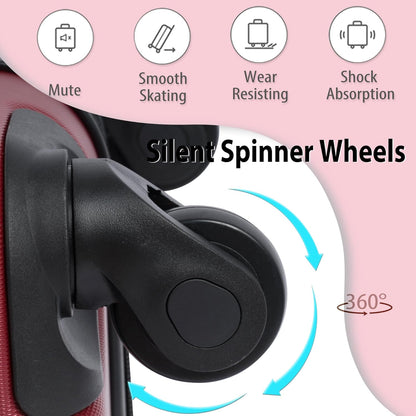 Merax Carry-On Luggage 22x14x9 airline approved, Hardshell ABS Suitcase with Spinner Wheels, TSA Lock, Lightweight Durable 20 Inch Travel Luggage for Men Women(Red)