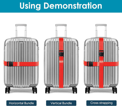 Travel Inspira Luggage Straps for Suitcases, Adjustable Suitcase Strap, TSA Approved Luggage Straps - Secure Your Luggage Safely During Travel Red (4 Pack)