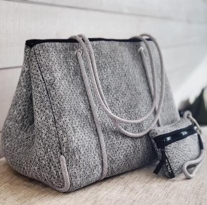 Pole Tribe Neoprene Tote - Large Beach, Gym, Travel Bag & Wallet, Water-Resistant, Durable, Lightweight, Sailor Rope Design