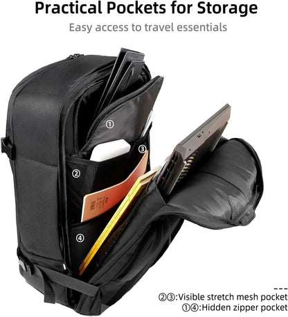 GHERSON Travel Laptop Backpack, TSA Friendly Flight Approved Carry-on Luggage,Water-resistant Lightweight Business Rucksack，Durable Large Weekender Bag Daypack Fits 17.3 Inch Laptop