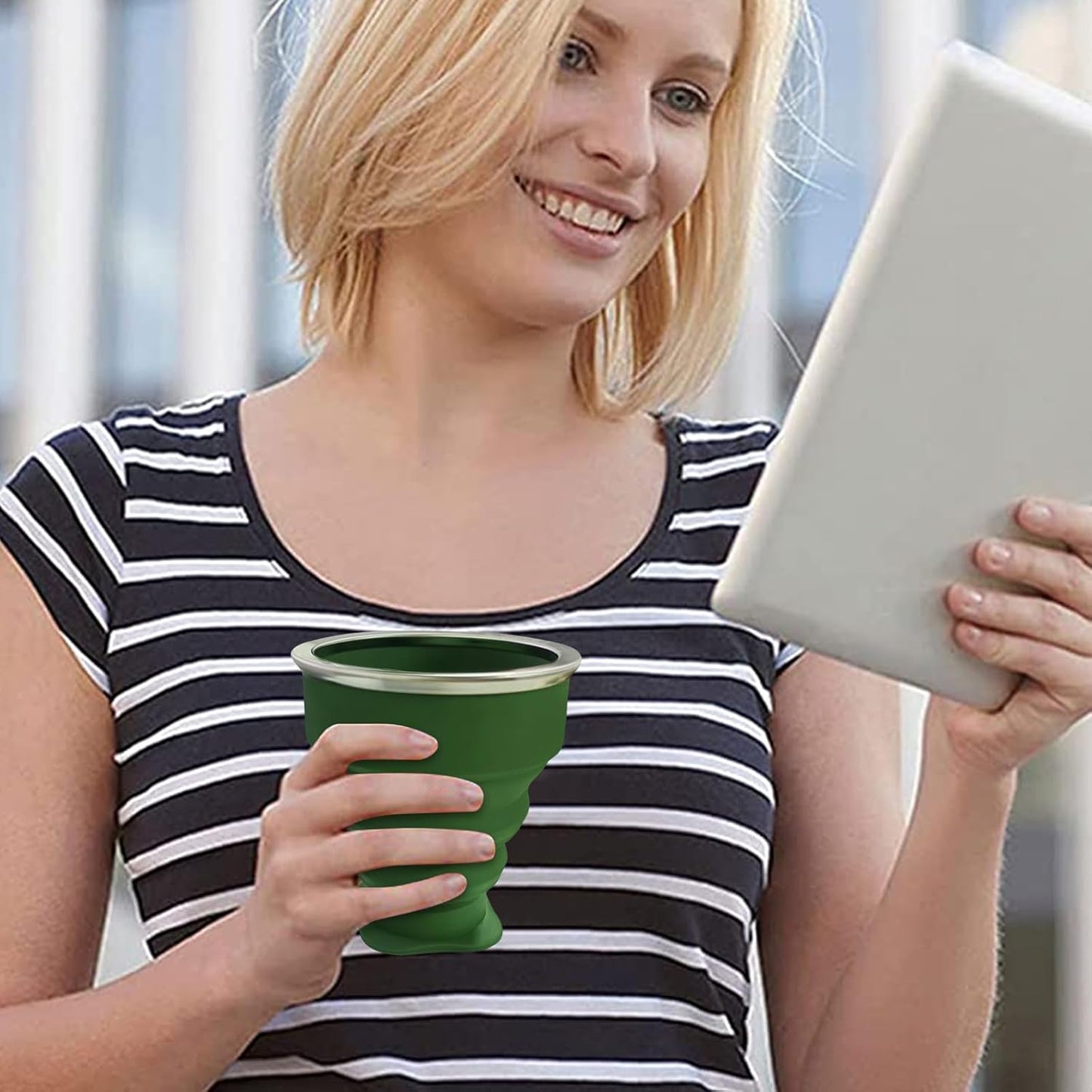 Collapsible Cup-Silicone Foldable Expandable Folding Drinking Cups-Reusable Portable Mugs-Cup For Travel, Camping, Hiking, Survival, Car, Picnic, Beach, Holiday Vacation, Outdoor Dark Green