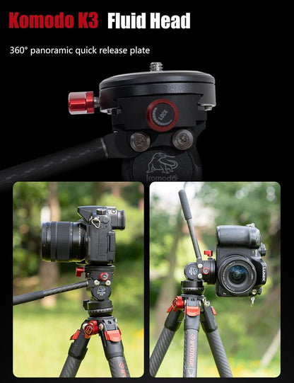 IFOOTAGE Gazelle TA3B+Komodo K3 Aluminum Camera Tripod with Fluid Head,Portable Travel Tripod,for Professional Photography, Content Creation, Vlogging and Video Production