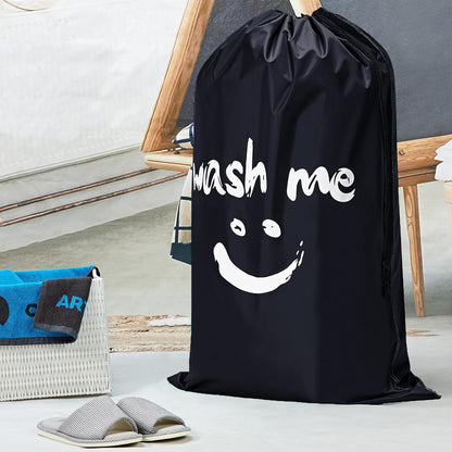 HOMEST XL Wash Me Travel Laundry Bag, Dirty Clothes Organizer, Large Enough to Hold 4 Loads of Garments, Easy Fit a Hamper or Clothing Basket, Black