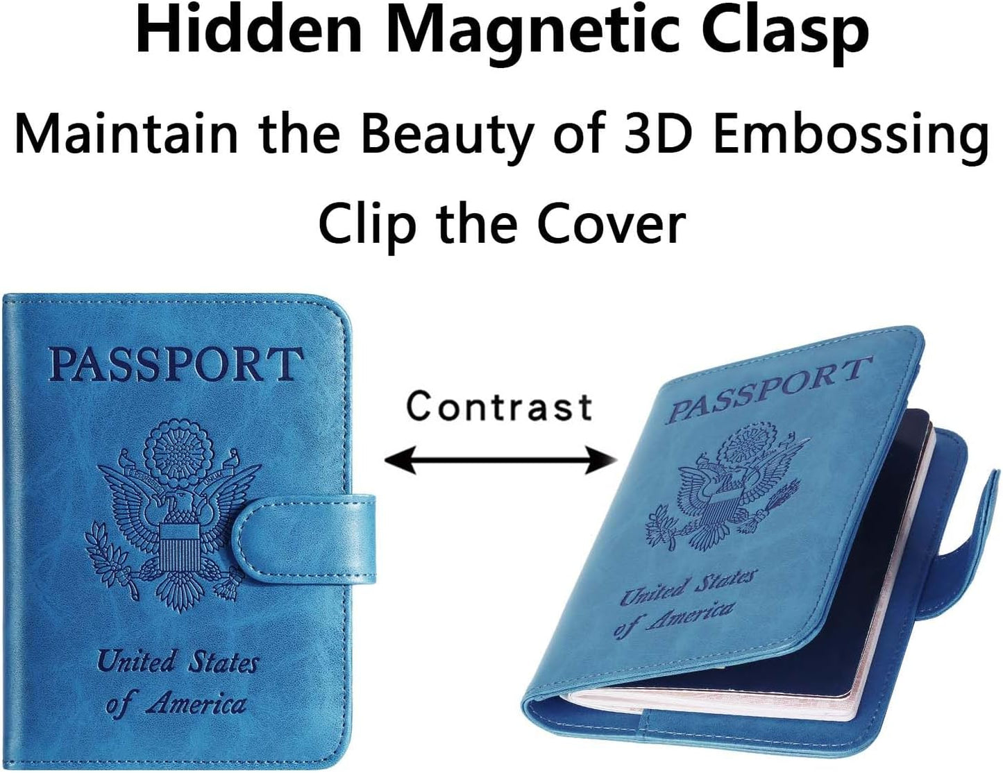 Airtag Passport Holder Cover Wallet RFID Blocking Leather Case Travel Essentials Luggage Accessories Travel Must Have(118#Blue)