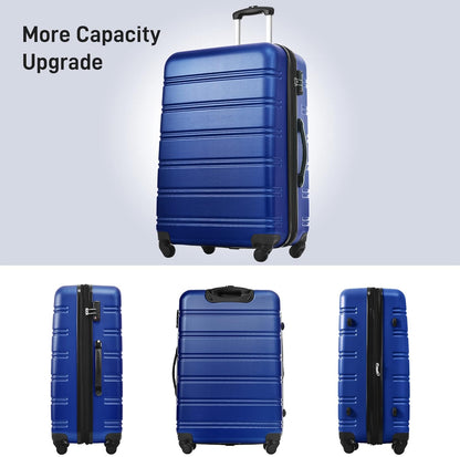 Merax Luggage sets of 3 Piece Carry on Luggage Airline Approved,Hard Case Luggage Expandable Checked Luggage Suitcase Set with Wheels（Deepblue）