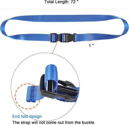 Buckle with Clips, Adjustable Nylon Straps with Buckle, Packing Strap, Blue 4 Pack (6’x1)