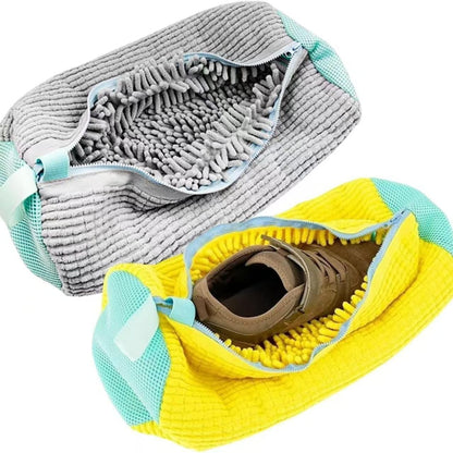 Shoes Laundry Bag Keep Shoes Clean, 2 Pcs Set - Shoe Wash Bag for Washing Machine, 360° Wrap Shoe Washing Bag for Sneakers, Boots & Delicate Footwear, Reusable Shoe Cleaning Bag (Grey)