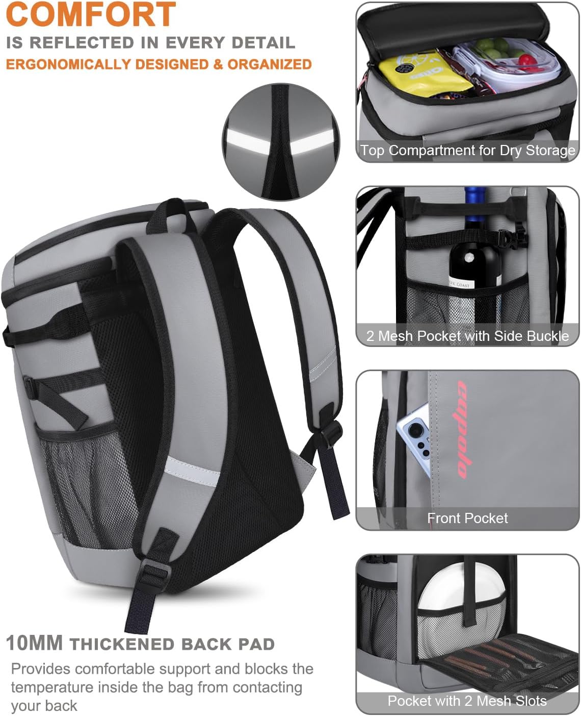 Capolo 36/45 Cans Cooler Backpack Insulated Waterproof for Women Men Lunch Backpack Coolers Leak Proof Soft Cooler Bags