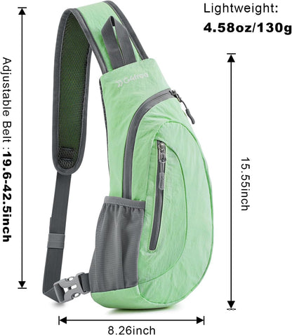 G4Free Sling Bag for Men Women, Small Crossbody Backpack Lightweight Chest Shoulder Bags for Travel, Outdoor and Sports (Light Green)