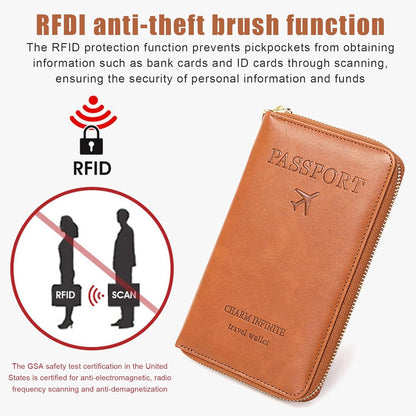 Multi-Function RFID Travel Passport Wallet with Phone Pocket - Ultimate Passport Holder for Women & Men | Holds Phones, Passports, Cash, Cards & Boarding Passes (Black)