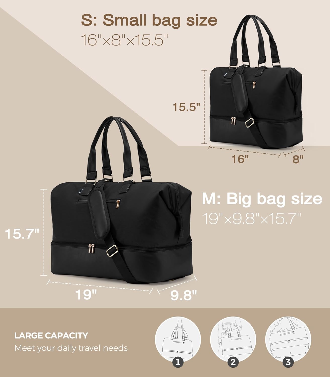 Weekender Bags for Women, Large Travel Duffel Bag with Shoes Compartment, Carry On Overnight Tote Bags with Toiletry Bags, Hospital Bags for Labor and Delivery