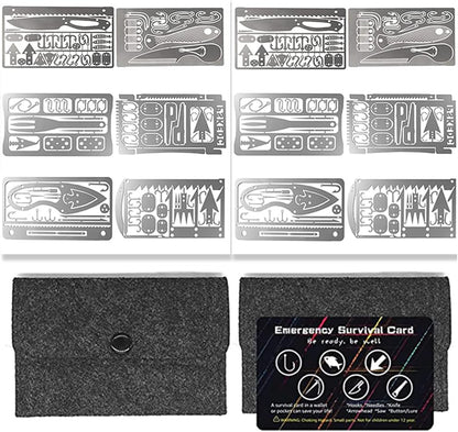 PSKOOK 12 Pcs Survival Multitool Card Emergency Camping Tool EDC Kit in Your Wallet Outdoor Hunting Fishing Hiking Gear