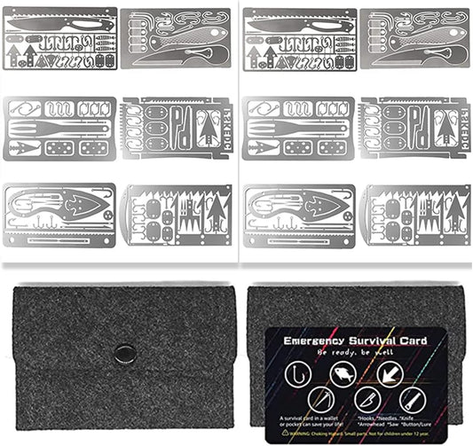 PSKOOK 12 Pcs Survival Multitool Card Emergency Camping Tool EDC Kit in Your Wallet Outdoor Hunting Fishing Hiking Gear