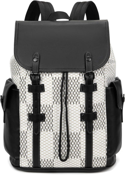 KingTo Laptop Backpack for Men Luxury Anti-Theft Travel Backpack Casual Business Waterproofing Computer Bag (A-White)