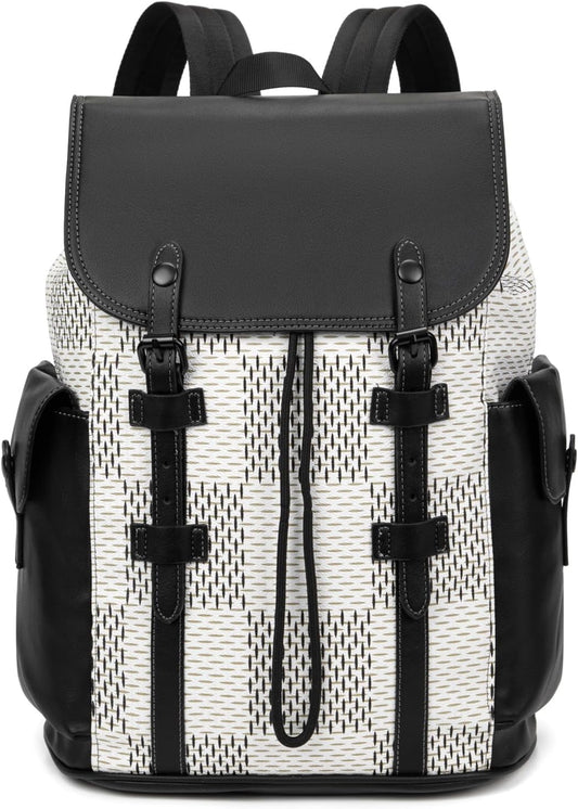 KingTo Laptop Backpack for Men Luxury Anti-Theft Travel Backpack Casual Business Waterproofing Computer Bag (A-White)