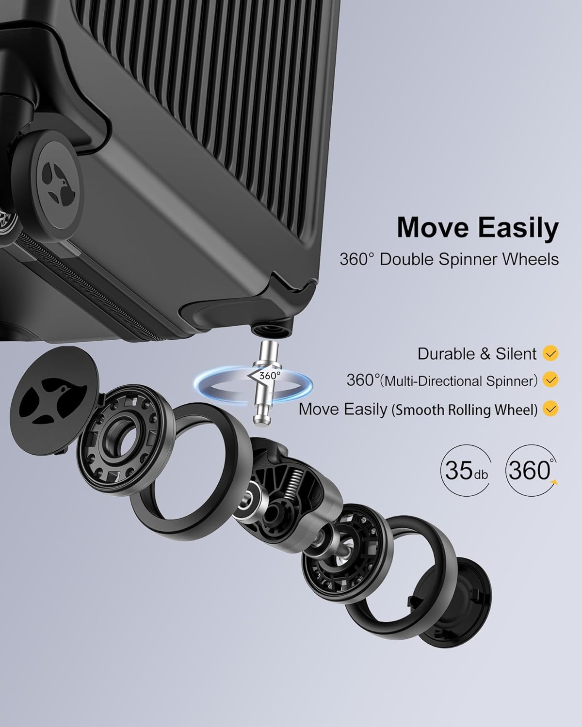 MGB Carry on Luggage 22 X 14 X 9 Airline Approved Suitcase with Wheels,20 Inch Travel Suitcase Lightweight with Spinner wheels And Hard Luggage Airline Approved with TSA Lock Carry on