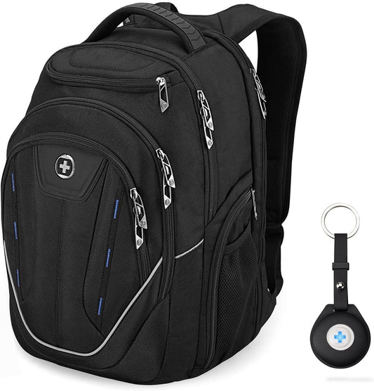 Swissdigital Design TSA Business Laptop Backpack For Men with Apple Find My,Travel Backpack With USB Charging Port,College Tech Backpacks With RFID Pockets Presents For Men Fits 15.6 Inch Computer