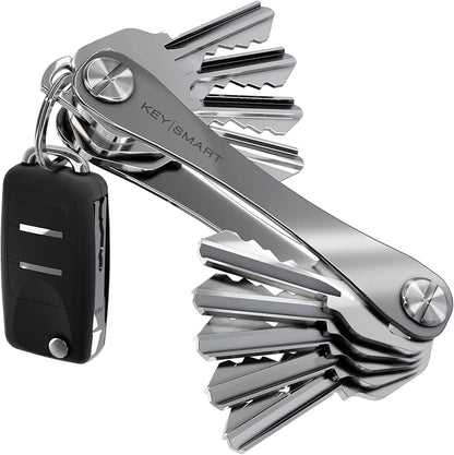 KEYSMART Key Holder for Keychain - Compact Key Organizer for Key Chain, Minimalist Clutter-Free EDC Keychains, Key Ring for Car Fobs Key Chains, Expandable (Up to 14 Keys, Titanium)